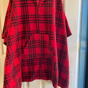 Le Moda Red Plaid Women's Poncho